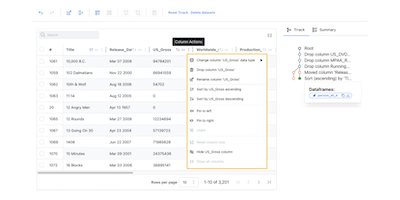 Persist supports an interactive DataTable.